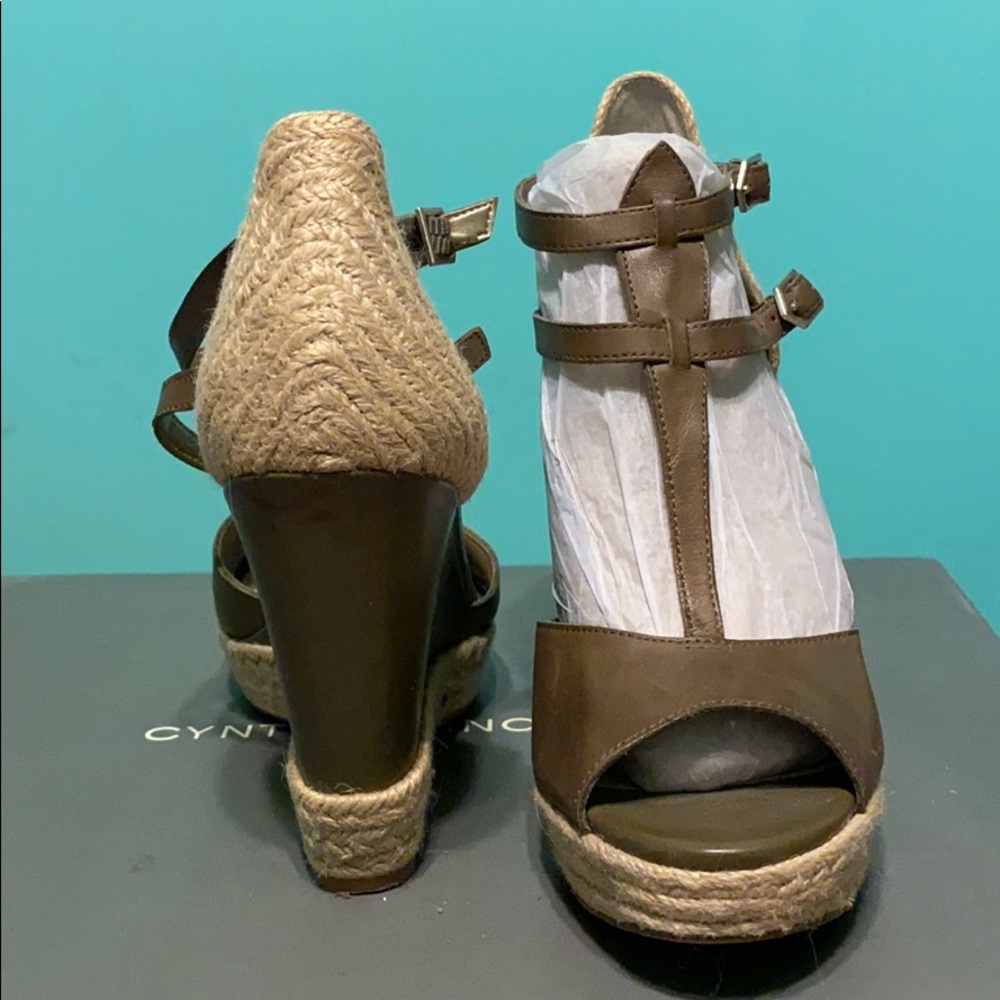 Sam Edelman Olive Green woven Wedge leather Sandal